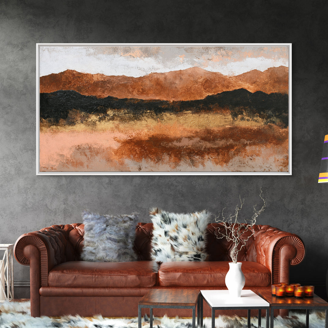 Burnt Orange Canyon Abstraction Framed Canvas Print, Monochrome Art, Printable Art, Living Room Decor, Fine Art, Mono, MON-2x1-84