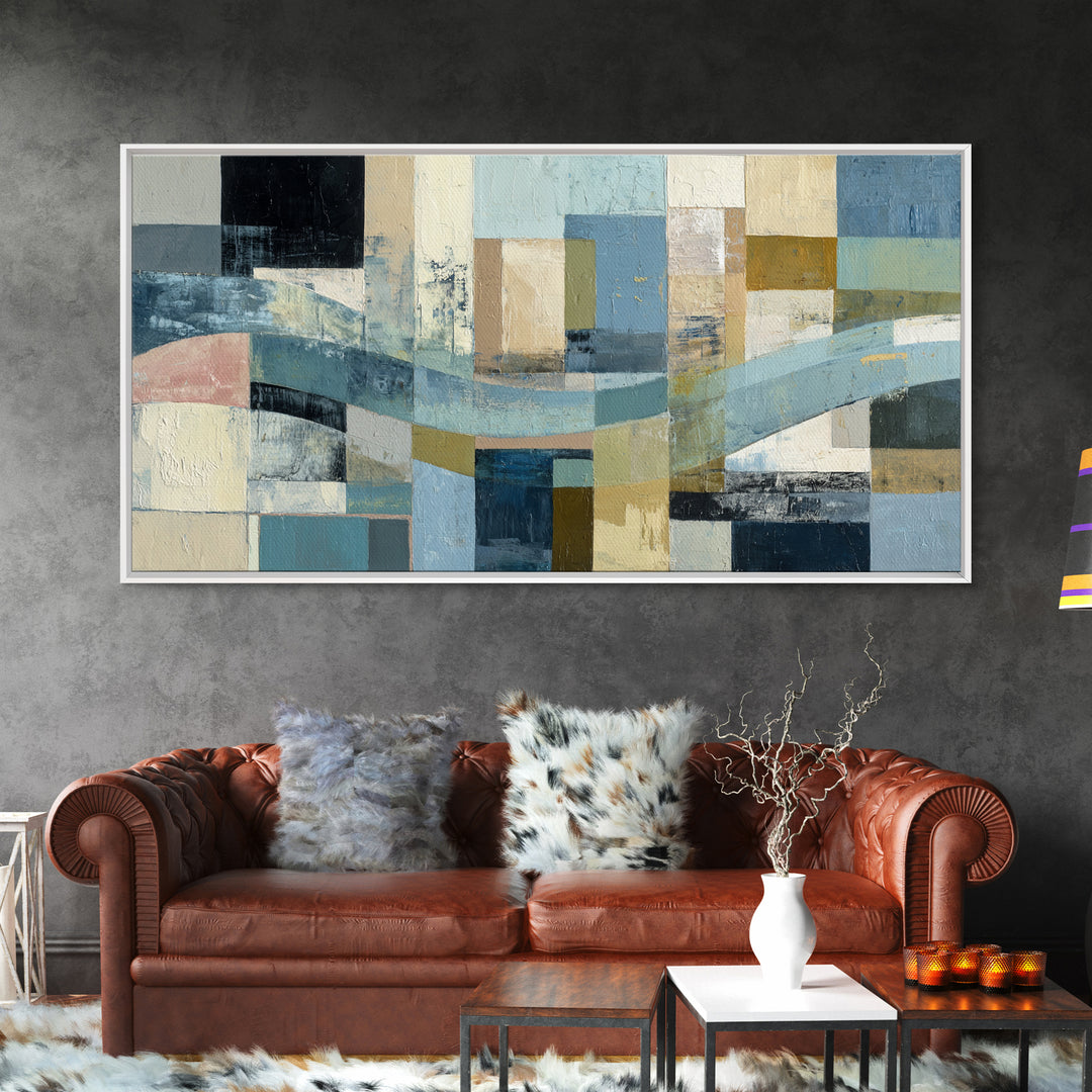 All Blue Ocean Abstraction Canvas Print, Monochrome Art, Original Art, Living Room Decor, Mono, Bird Art, Bedroom Wall Art, MON-2x1-93