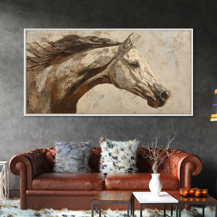 Sepia Horse Portrait Canvas Print, Monochrome Art, Digital Prints, Living Room Decor, Fine Art, Mono, Apartment Decor, MON-2x1-94