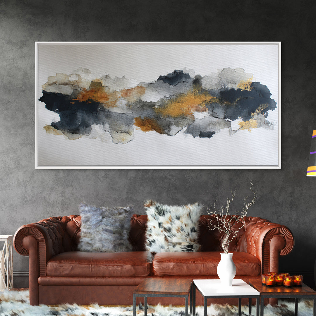 Black Ink Abstract Canvas Print, Monochrome Art, Living Room Decor, Abstract Art, Mono, Apartment Decor, Printable Art, MON-2x1-98