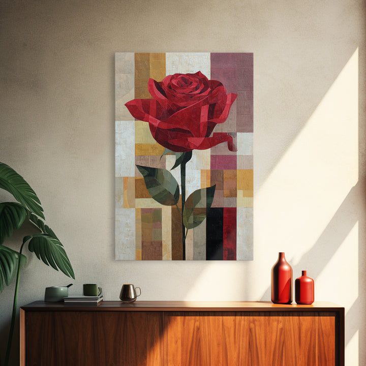 Single Red Rose Rendered Only Canvas Print, Monochrome Art, Gallery Decor, Living Room Decor, Fine Art, Mono, Contemporary Art, MON-2x3-15