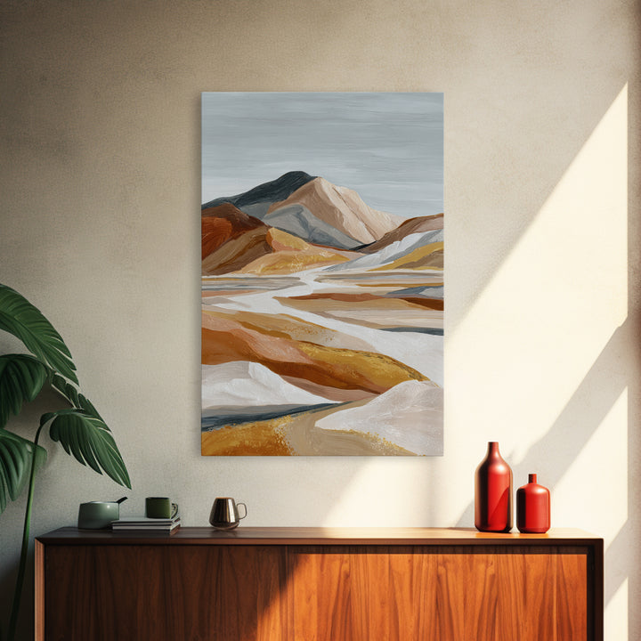 Warm Brown Desert Landscape Framed Canvas Print, Monochrome Art, Art Prints, Living Room Decor, Fine Art, Mono, Apartment Decor, MON-2x3-17