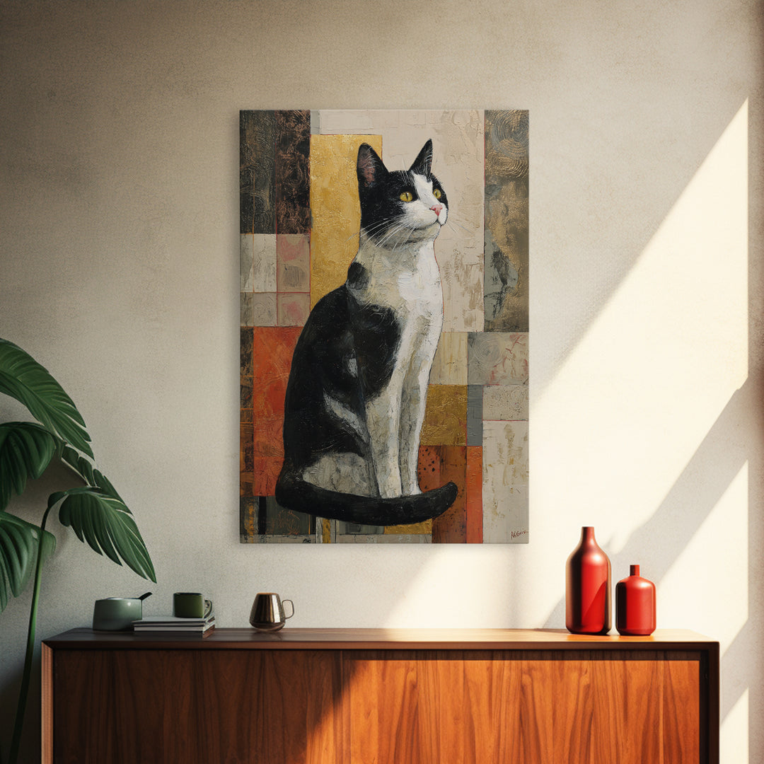 Monochrome Cat Portrait Framed Canvas Print, Monochrome Art, Wall Decor, Living Room Decor, Fine Art, Mono, Wall Art, MON-2x3-19
