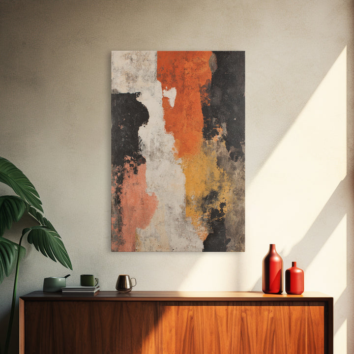 Burnt Orange Canyon Abstraction Framed Canvas Print, Monochrome Art, Bird Art, Living Room Decor, Fine Art, Mono, Boho Decor, MON-2x3-24