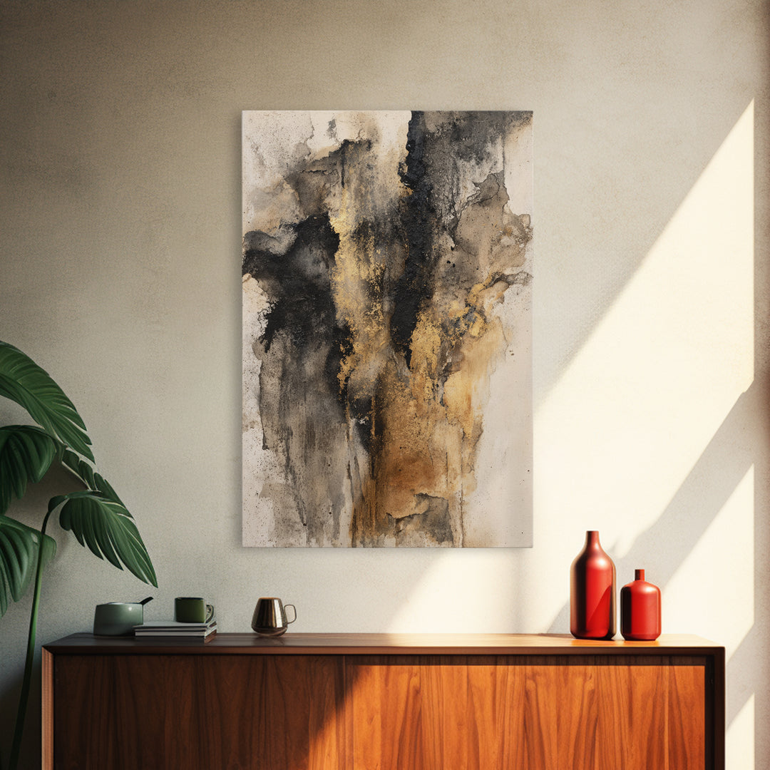 Black Ink Abstract Framed Canvas Print, Monochrome Art, Wall Art, Living Room Decor, Abstract Art, Mono, Bedroom Decor, MON-2x3-38