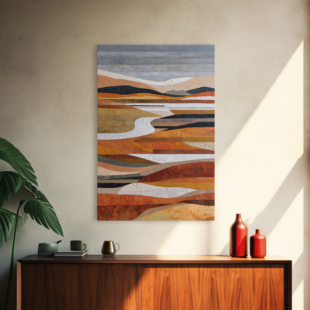 Warm Brown Desert Landscape Framed Canvas Print, Monochrome Art, Art Prints, Living Room Decor, Fine Art, Mono, Apartment Decor, MON-2x3-41