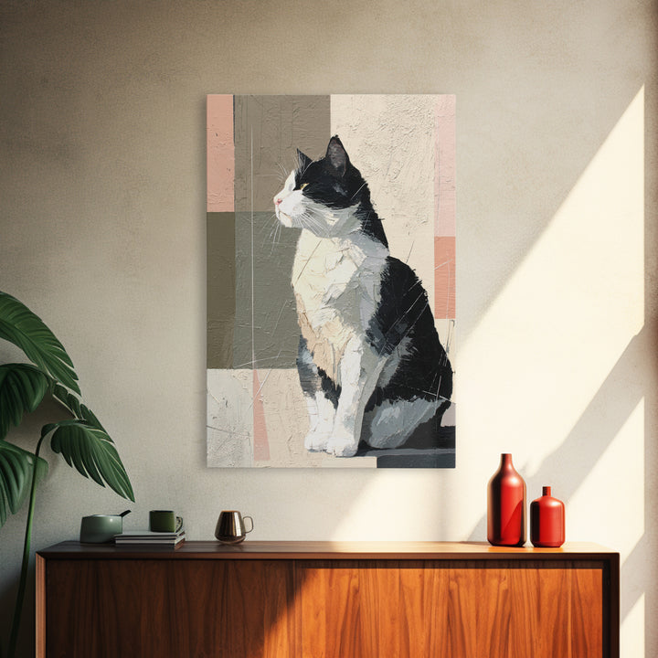 Monochrome Cat Portrait Framed Canvas Print, Monochrome Art, Contemporary Art, Living Room Decor, Fine Art, Mono, Original Art, MON-2x3-43