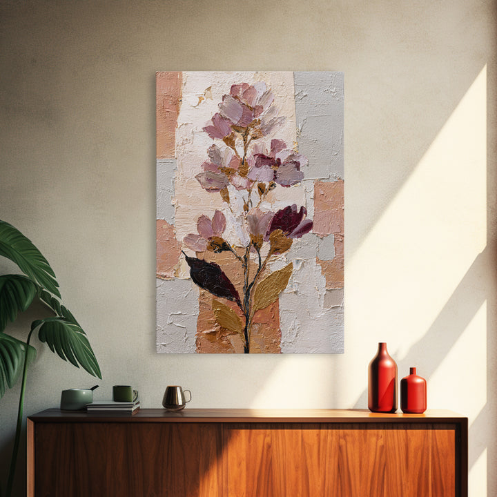 Monochrome Floral Bouquet Canvas Print, Monochrome Art, Living Room Decor, Oil Painting, Mono, Digital Wall Art, MON-2x3-50