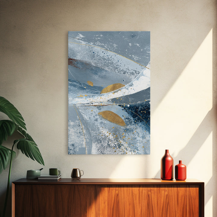 Silver Ocean Moonlight Scene Framed Canvas Print, Monochrome Art, Room Decor, Living Room Decor, Mono, Mid Century Modern, MON-2x3-51