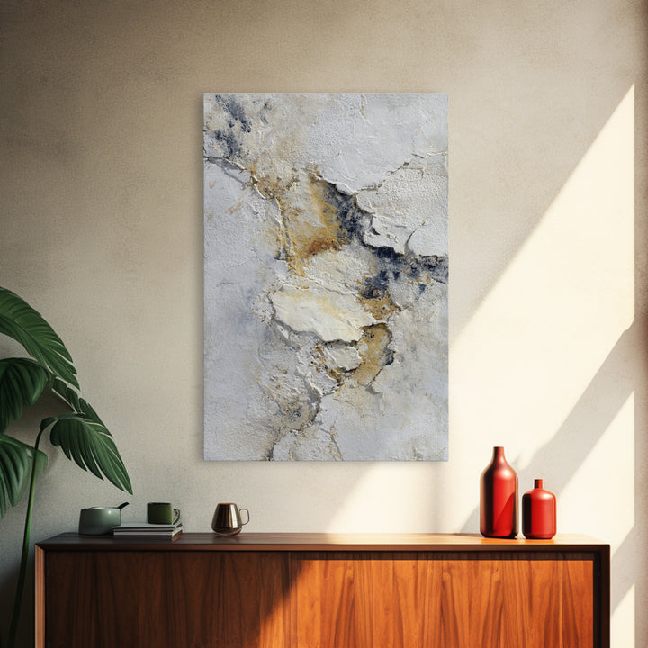 Ivory White Plaster Texture Composition Canvas Print, Monochrome Art, Original Painting, Living Room Decor, Fine Art, Mono, MON-2x3-61