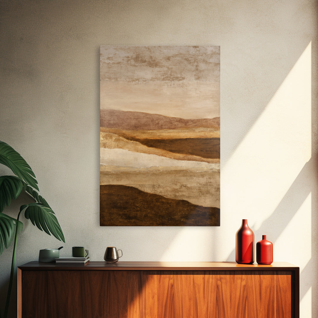 Warm Brown Desert Landscape Canvas Print, Monochrome Art, Digital Wall Art, Living Room Decor, Oil Painting, Mono, MON-2x3-65