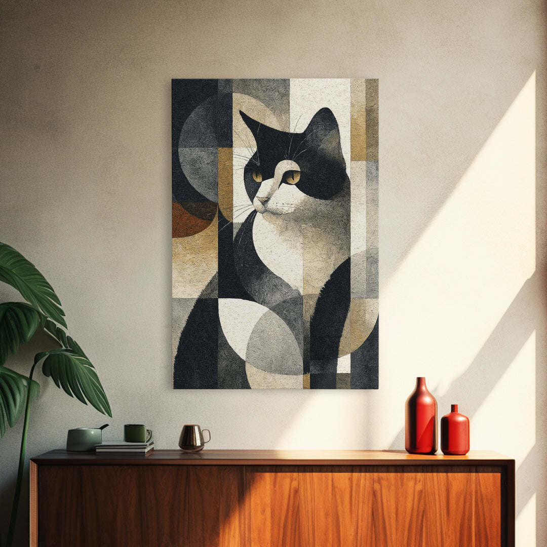 Monochrome Cat Portrait Canvas Print, Monochrome Art, Art Print, Living Room Decor, Mono, Printable Art, Dark Academia Decor, MON-2x3-67