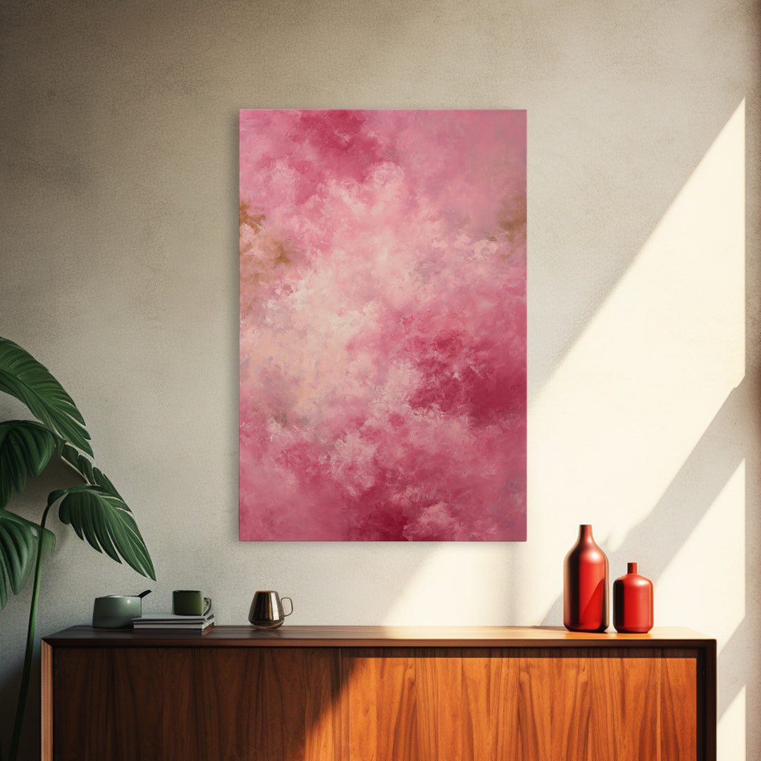 All Pink Cloudscape Framed Canvas Print, Monochrome Art, Mid Century Modern, Living Room Decor, Fine Art, Mono, Boho Wall Art, MON-2x3-68