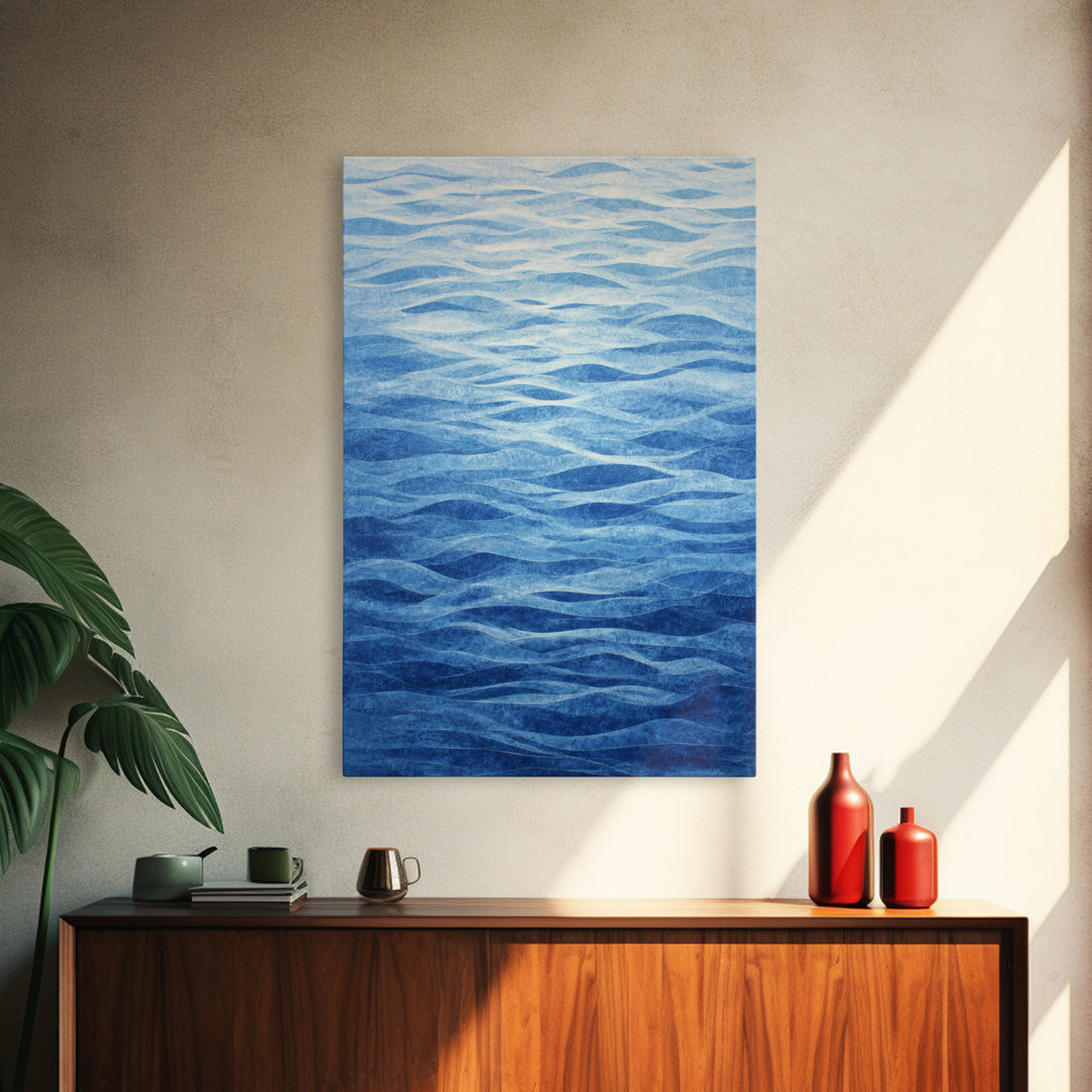 All Blue Ocean Abstraction Canvas Print, Monochrome Art, Bedroom Decor, Living Room Decor, Fine Art, Mono, Abstract Painting, MON-2x3-81