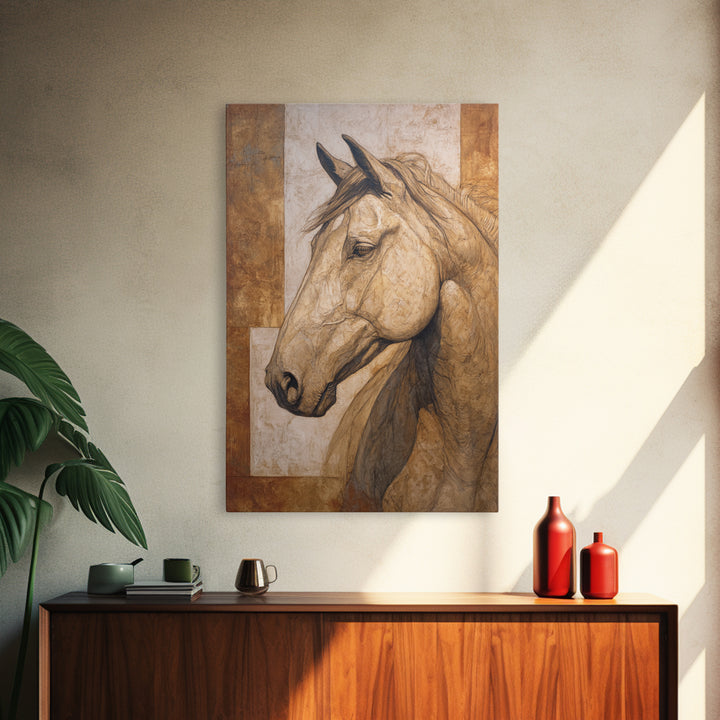 Sepia Horse Portrait Canvas Print, Monochrome Art, Art Print, Living Room Decor, Mono, Printable Art, Dark Academia Decor, MON-2x3-82