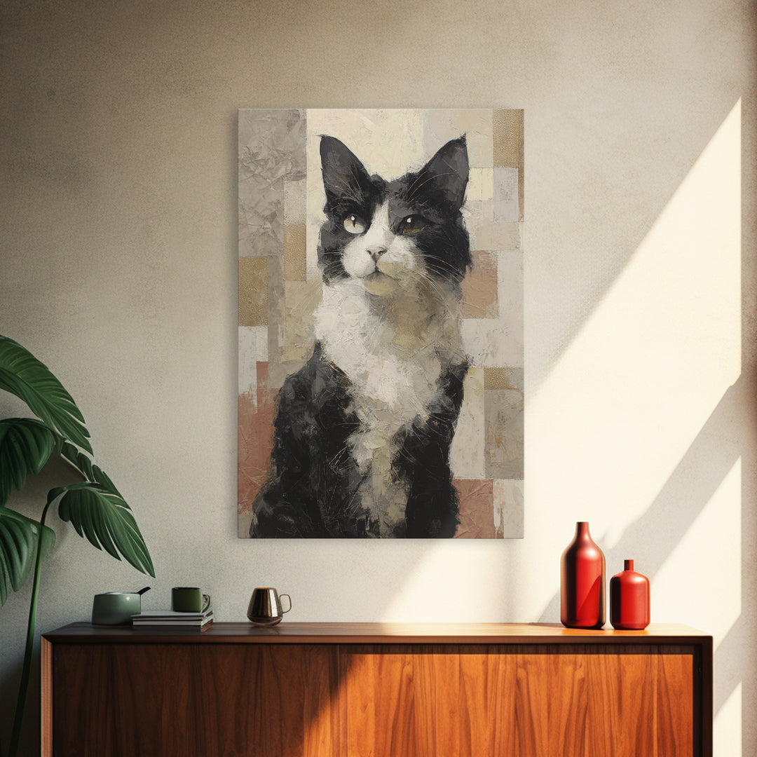 Monochrome Cat Portrait Canvas Print, Monochrome Art, Apartment Decor, Living Room Decor, Fine Art, Mono, Moody Wall Art, MON-2x3-91