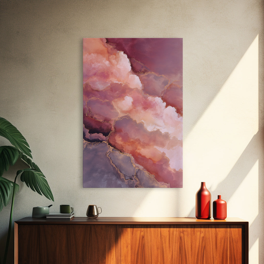 All Pink Cloudscape Framed Canvas Print, Monochrome Art, Gallery Decor, Living Room Decor, Abstract Art, Mono, Contemporary Art, MON-2x3-92
