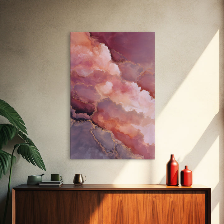 All Pink Cloudscape Framed Canvas Print, Monochrome Art, Gallery Decor, Living Room Decor, Abstract Art, Mono, Contemporary Art, MON-2x3-92