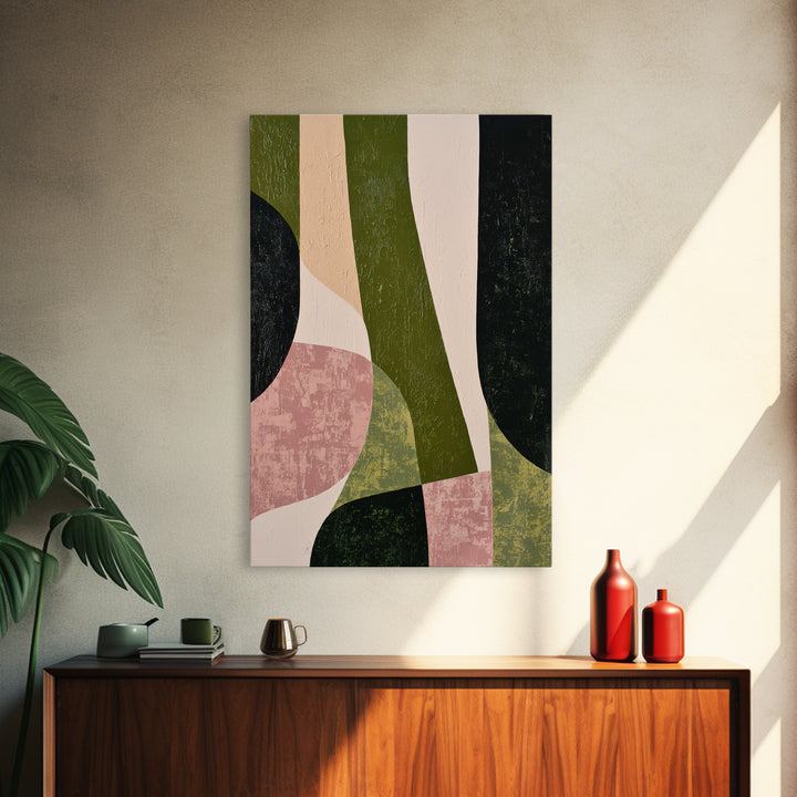 Deep Green Forest Silhouette Study Framed Canvas Print, Monochrome Art, Large Wall Art, Living Room Decor, Fine Art, Mono, MON-2x3-93