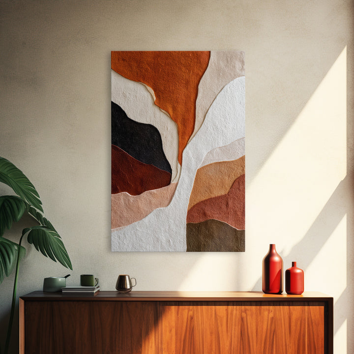 Burnt Orange Canyon Abstraction Canvas Print, Monochrome Art, Original Painting, Living Room Decor, Mono, Dopamine Decor, MON-2x3-96