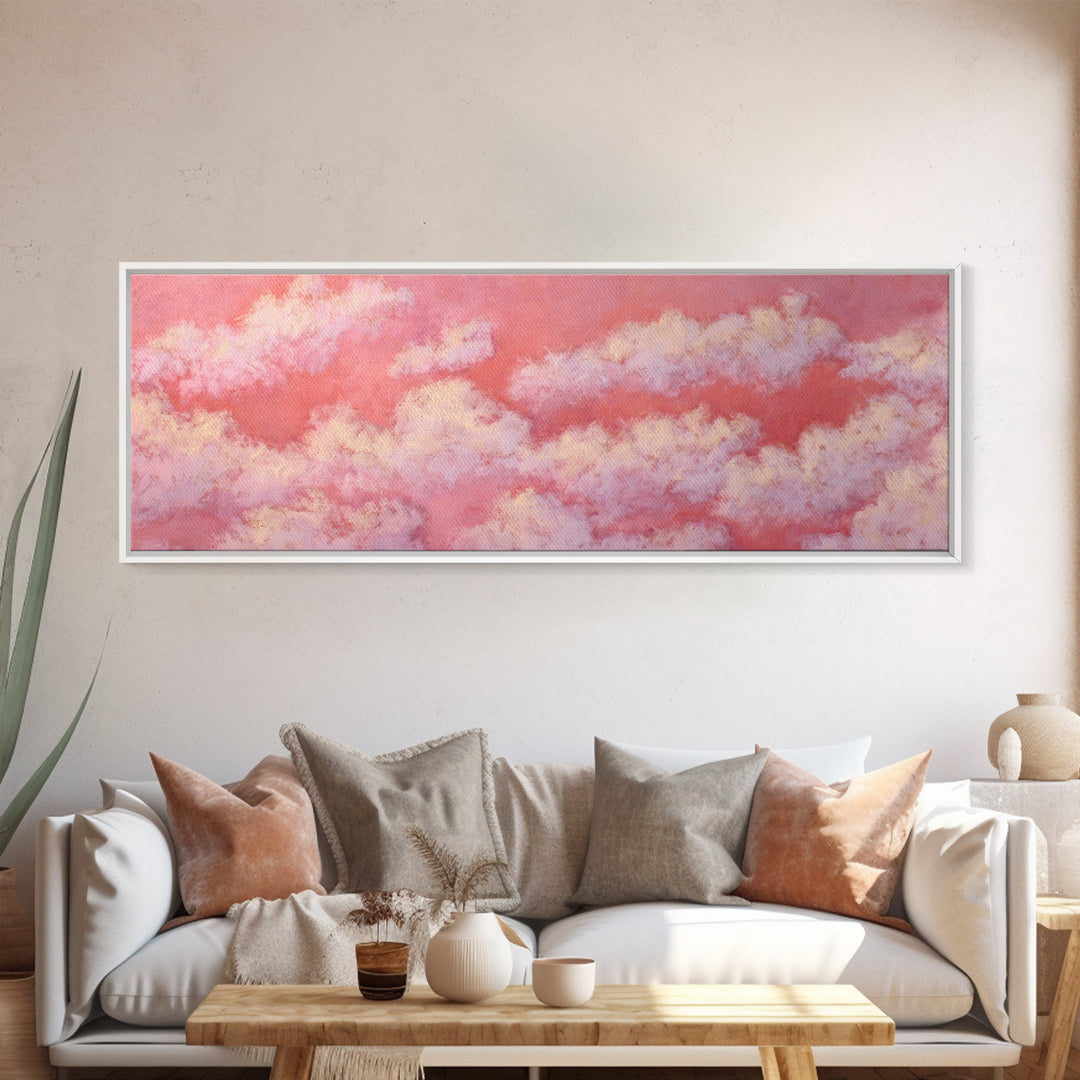 All Pink Cloudscape Canvas Print, Monochrome Art, Neutral Decor, Living Room Decor, Abstract Art, Mono, Home Decor, Poster, MON-3x1-100