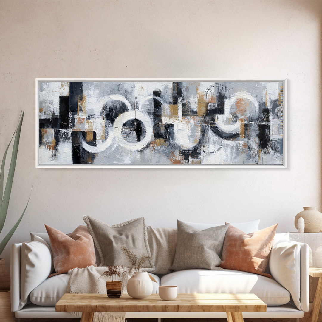 Black and White City Reflection Canvas Print, Monochrome Art, Large Wall Art, Living Room Decor, Mono, Modern Wall Art, MON-3x1-13