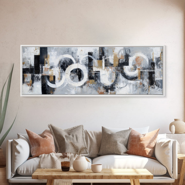 Black and White City Reflection Canvas Print, Monochrome Art, Large Wall Art, Living Room Decor, Mono, Modern Wall Art, MON-3x1-13