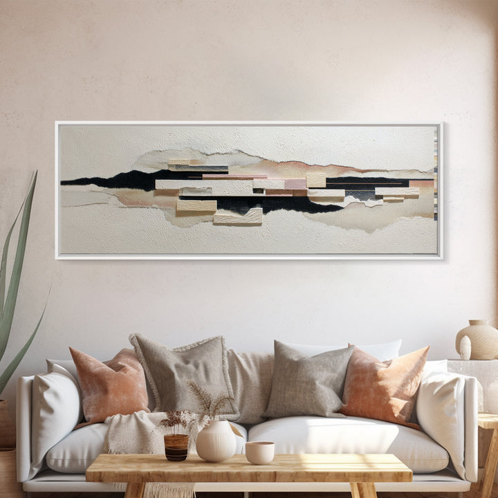 Cream on Cream Minimalist Forms Canvas Print, Monochrome Art, Moody Wall Art, Living Room Decor, Fine Art, Mono, MON-3x1-14
