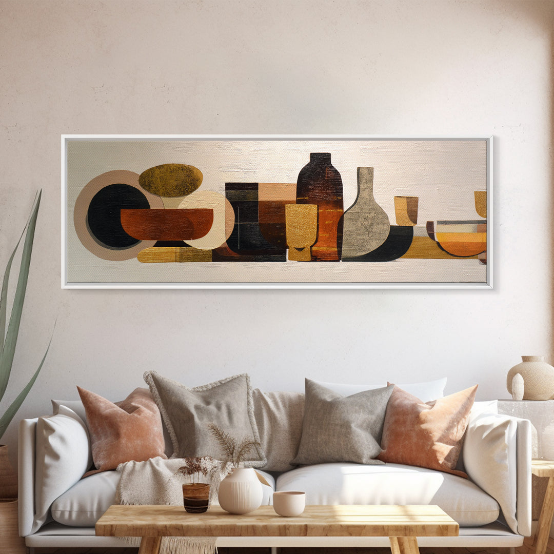 Brown Leather and Whiskey Still Life Framed Canvas Print, Monochrome Art, Modern Art, Living Room Decor, Fine Art, Mono, MON-3x1-15