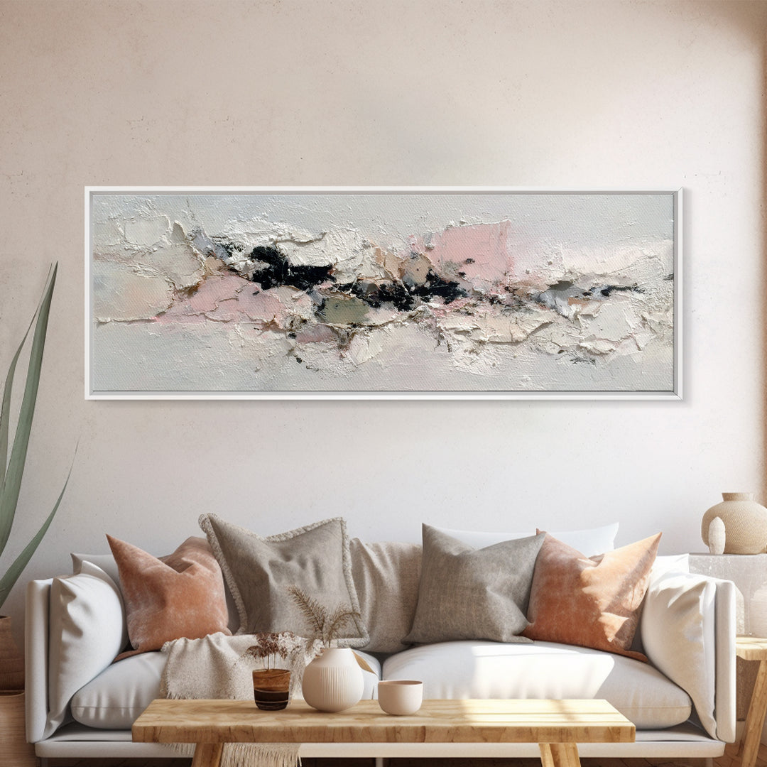 Ivory White Plaster Texture Composition Canvas Print, Monochrome Art, Living Room Decor, Fine Art, Mono, Gallery Decor, MON-3x1-21