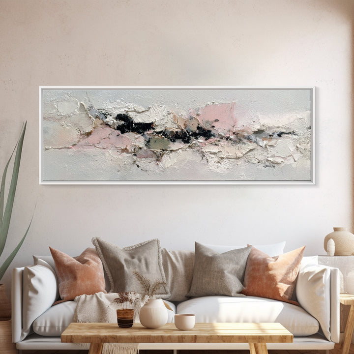 Ivory White Plaster Texture Composition Canvas Print, Monochrome Art, Living Room Decor, Fine Art, Mono, Gallery Decor, MON-3x1-21