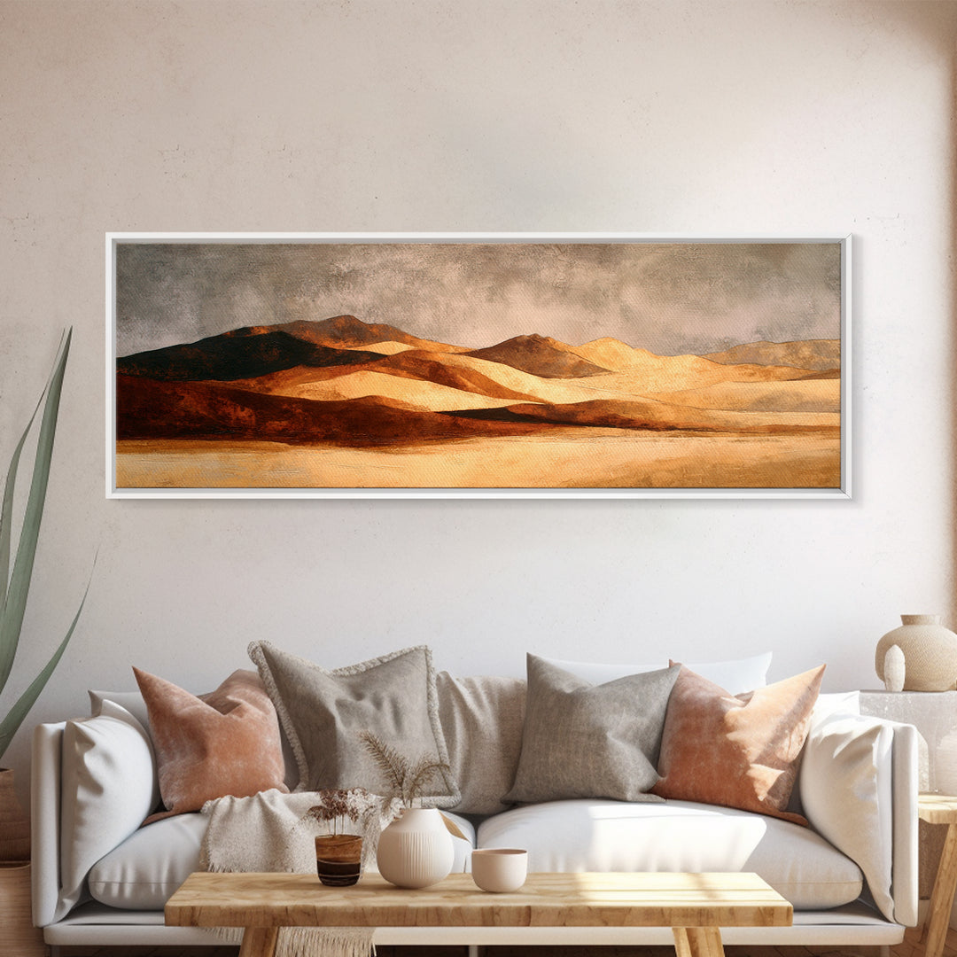 Warm Brown Desert Landscape Canvas Print, Monochrome Art, Dark Academia Decor, Living Room Decor, Fine Art, Mono, Wall Decor, MON-3x1-25