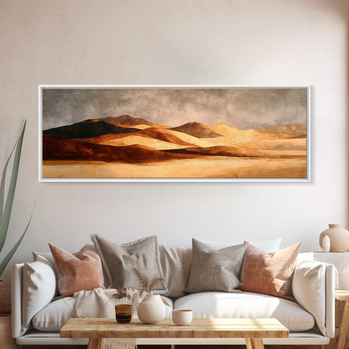 Warm Brown Desert Landscape Canvas Print, Monochrome Art, Dark Academia Decor, Living Room Decor, Fine Art, Mono, Wall Decor, MON-3x1-25