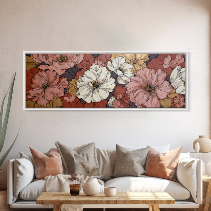 Monochrome Floral Bouquet Canvas Print, Monochrome Art, Printable Wall Art, Living Room Decor, Mono, Dark Academia Decor, MON-3x1-34