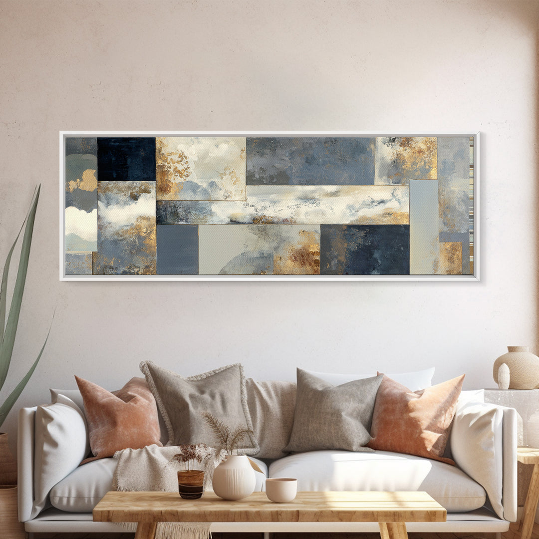 Silver Ocean Moonlight Scene Canvas Print, Monochrome Art, Luxury Decor, Living Room Decor, Oil Painting, Mono, MON-3x1-35