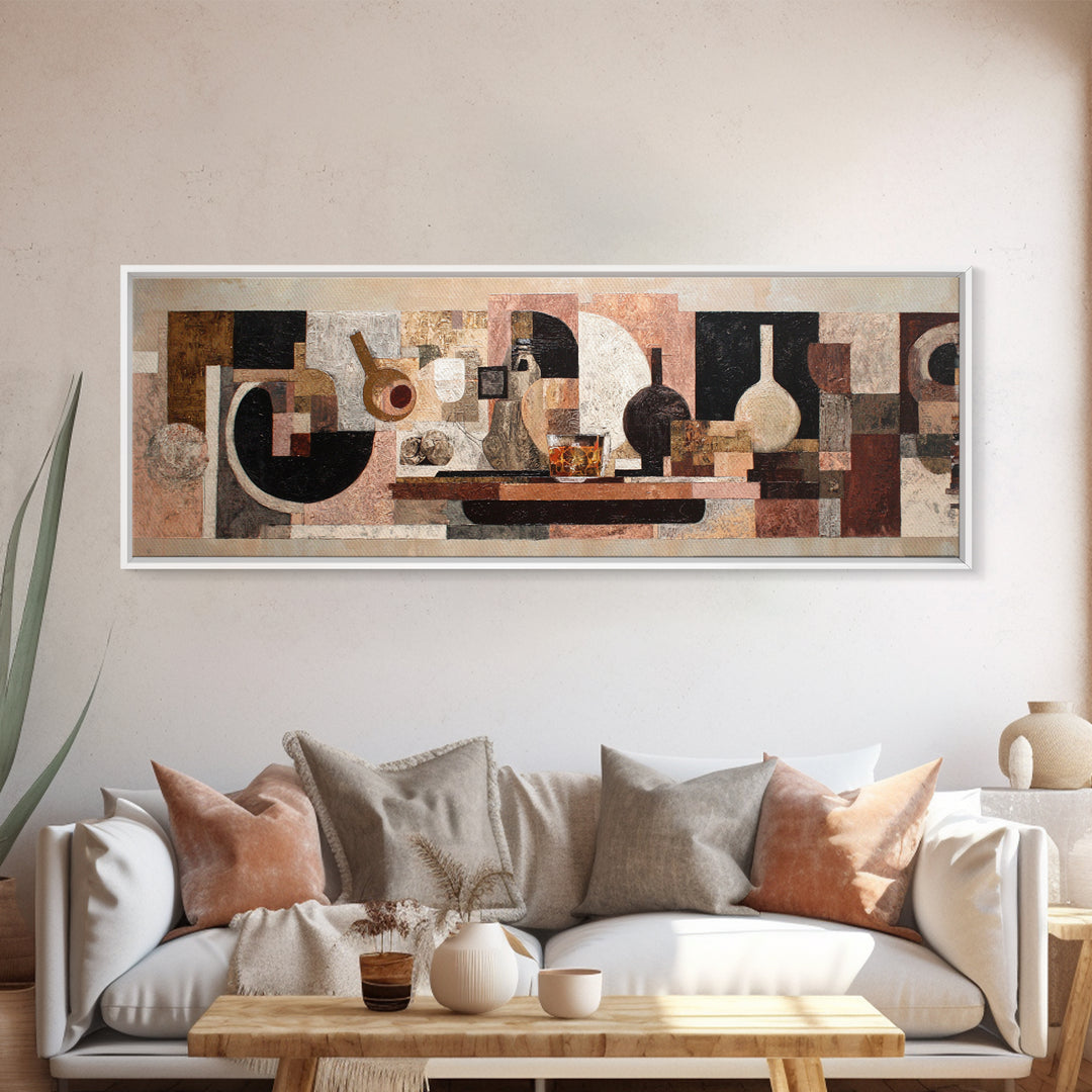 Brown Leather and Whiskey Still Life Canvas Print, Monochrome Art, Modern Decor, Living Room Decor, Fine Art, Mono, Poster, MON-3x1-39