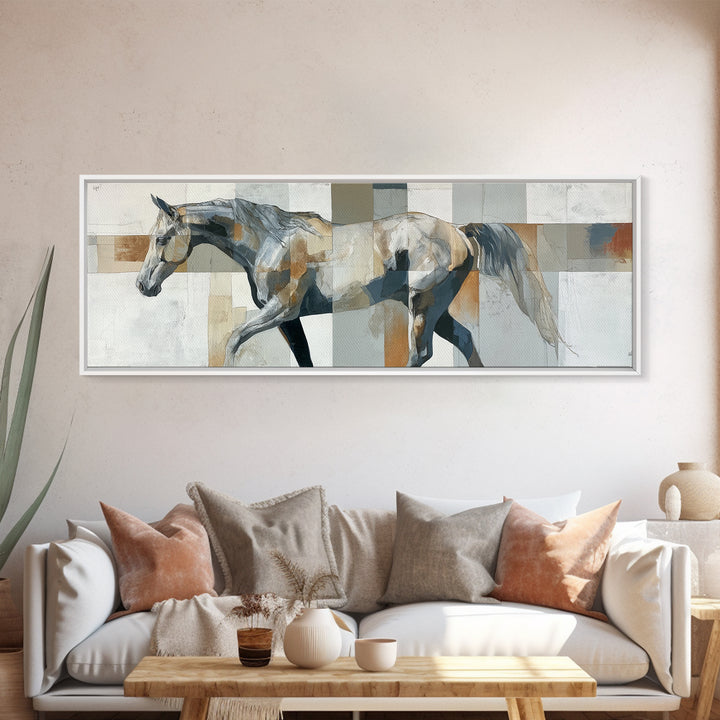Sepia Horse Portrait Canvas Print, Monochrome Art, Textured Wall Art, Living Room Decor, Oil Painting, Mono, Wallpaper Mural, MON-3x1-42