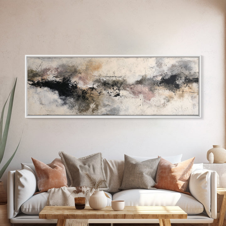 Black Ink Abstract Canvas Print, Monochrome Art, Living Room Decor, Abstract Art, Mono, Modern Art, Moody Wall Art, MON-3x1-46