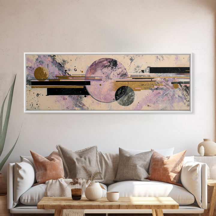 Purple Night Sky Framed Canvas Print, Monochrome Art, Contemporary Art, Living Room Decor, Fine Art, Mono, Original Art, MON-3x1-55
