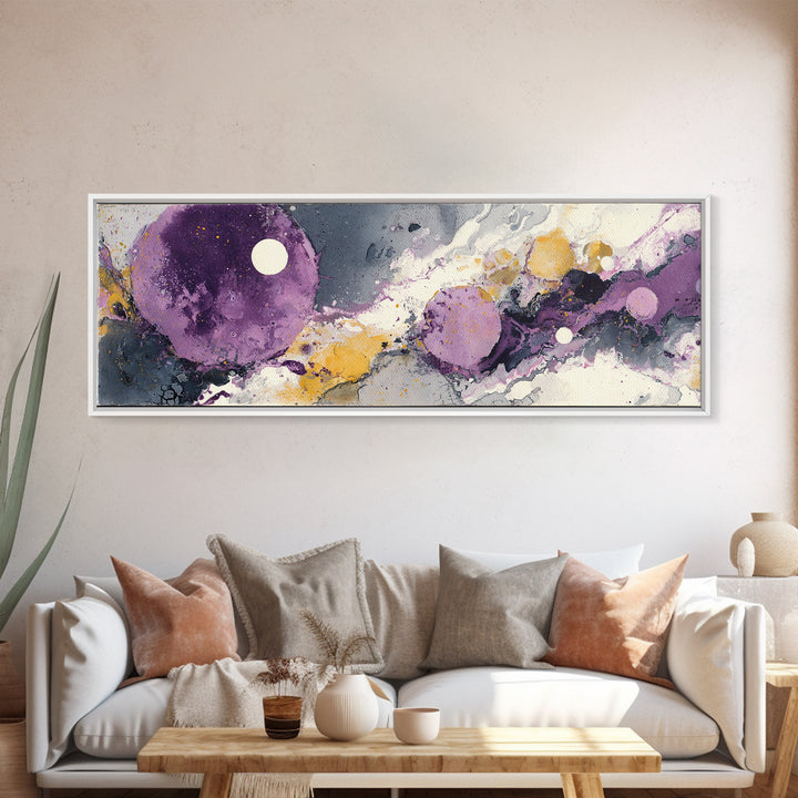 Purple Night Sky Framed Canvas Print, Monochrome Art, Wall Decor, Living Room Decor, Fine Art, Mono, Wall Art, Home Decor, MON-3x1-7