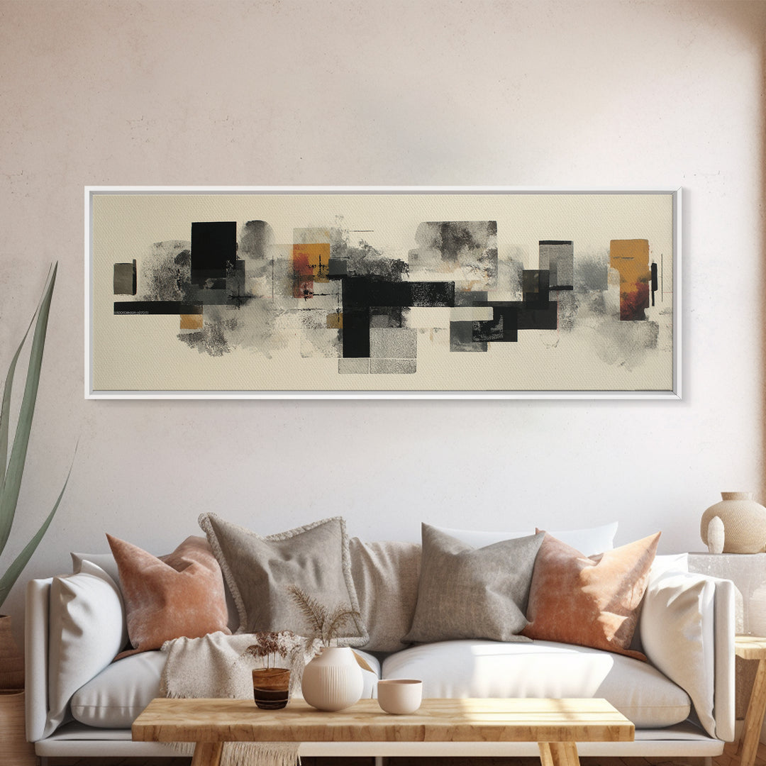 Black Ink Abstract Canvas Print, Monochrome Art, Luxury Decor, Living Room Decor, Abstract Art, Mono, Printable Wall Art, MON-3x1-70