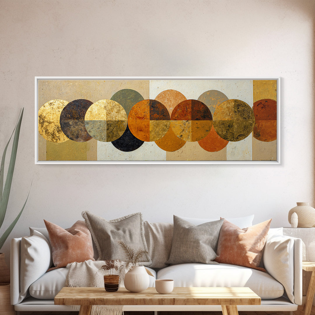 Gold Tonal Sunburst Medallion Canvas Print, Monochrome Art, Poster, Living Room Decor, Fine Art, Mono, Textured Wall Art, MON-3x1-78