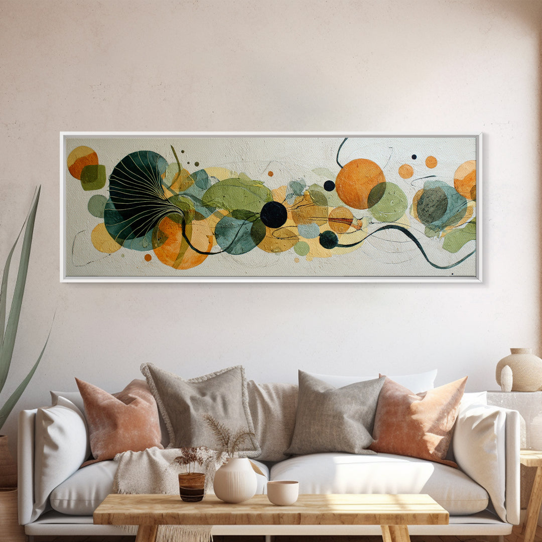 Green Botanical Study Canvas Print, Monochrome Art, Room Decor, Living Room Decor, Fine Art, Mono, Mid Century Modern, MON-3x1-91
