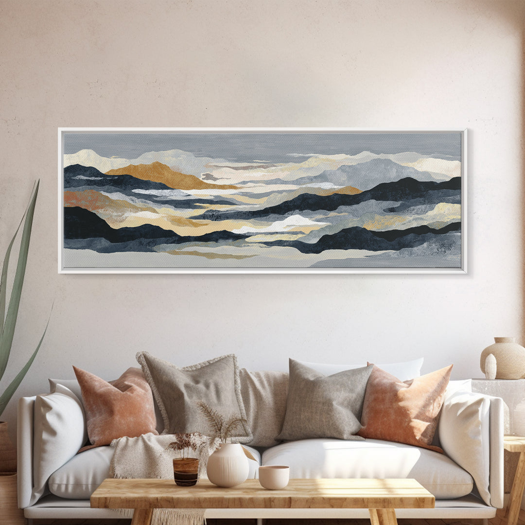 Charcoal Mountain Landscape Canvas Print, Monochrome Art, Art Print, Living Room Decor, Fine Art, Mono, Printable Art, MON-3x1-92