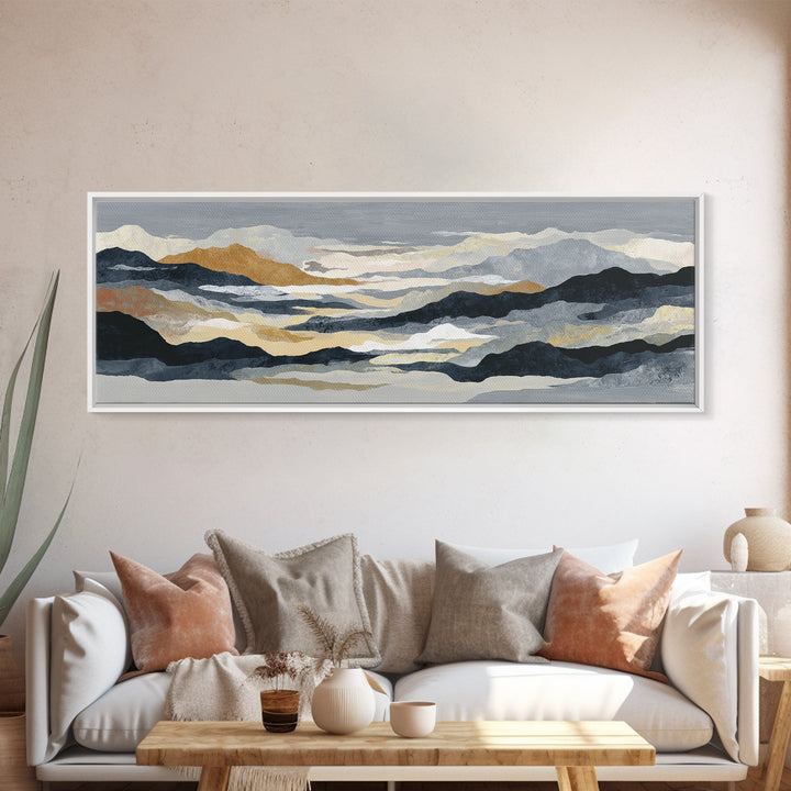 Charcoal Mountain Landscape Canvas Print, Monochrome Art, Art Print, Living Room Decor, Fine Art, Mono, Printable Art, MON-3x1-92