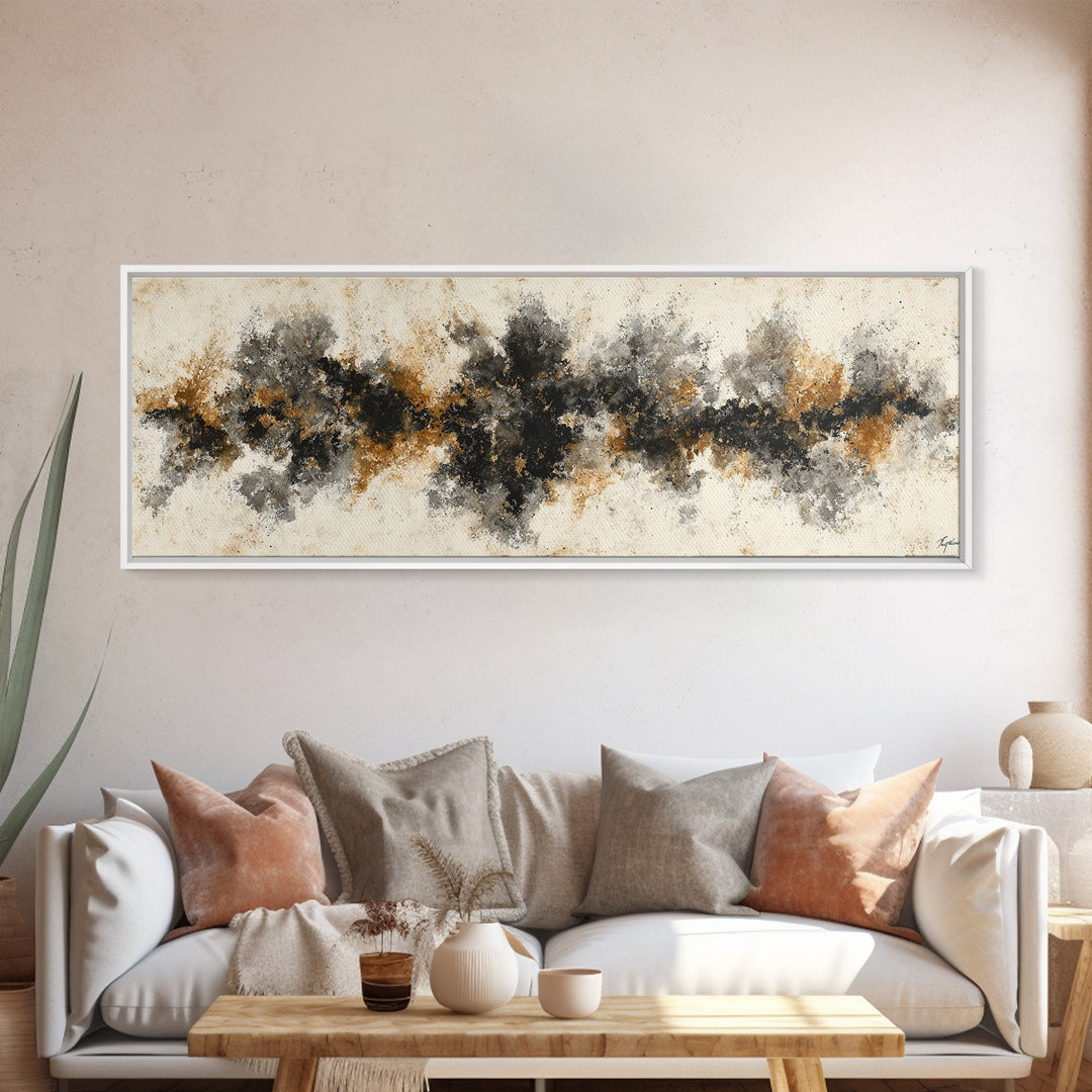 Black Ink Abstract Canvas Print, Monochrome Art, Printable Art, Living Room Decor, Abstract Art, Mono, Minimalist Wall Art, MON-3x1-94