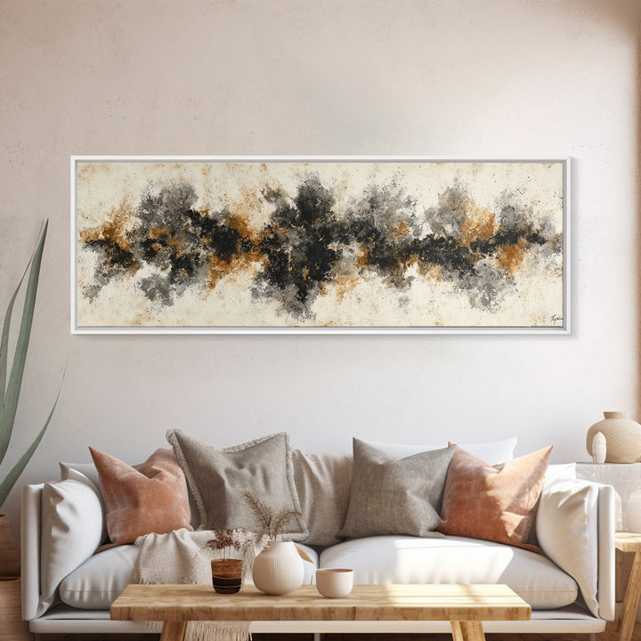 Black Ink Abstract Canvas Print, Monochrome Art, Printable Art, Living Room Decor, Abstract Art, Mono, Minimalist Wall Art, MON-3x1-94