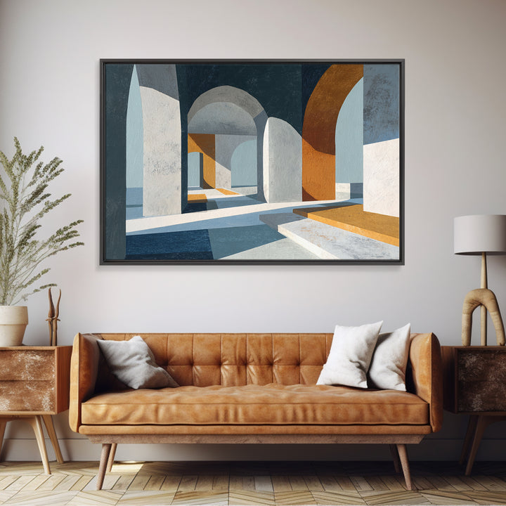 Gray Architectural Arch and Shadow Study Framed Canvas Print, Monochrome Art, Printable Wall Art, Living Room Decor, Mono, MON-3x2-14