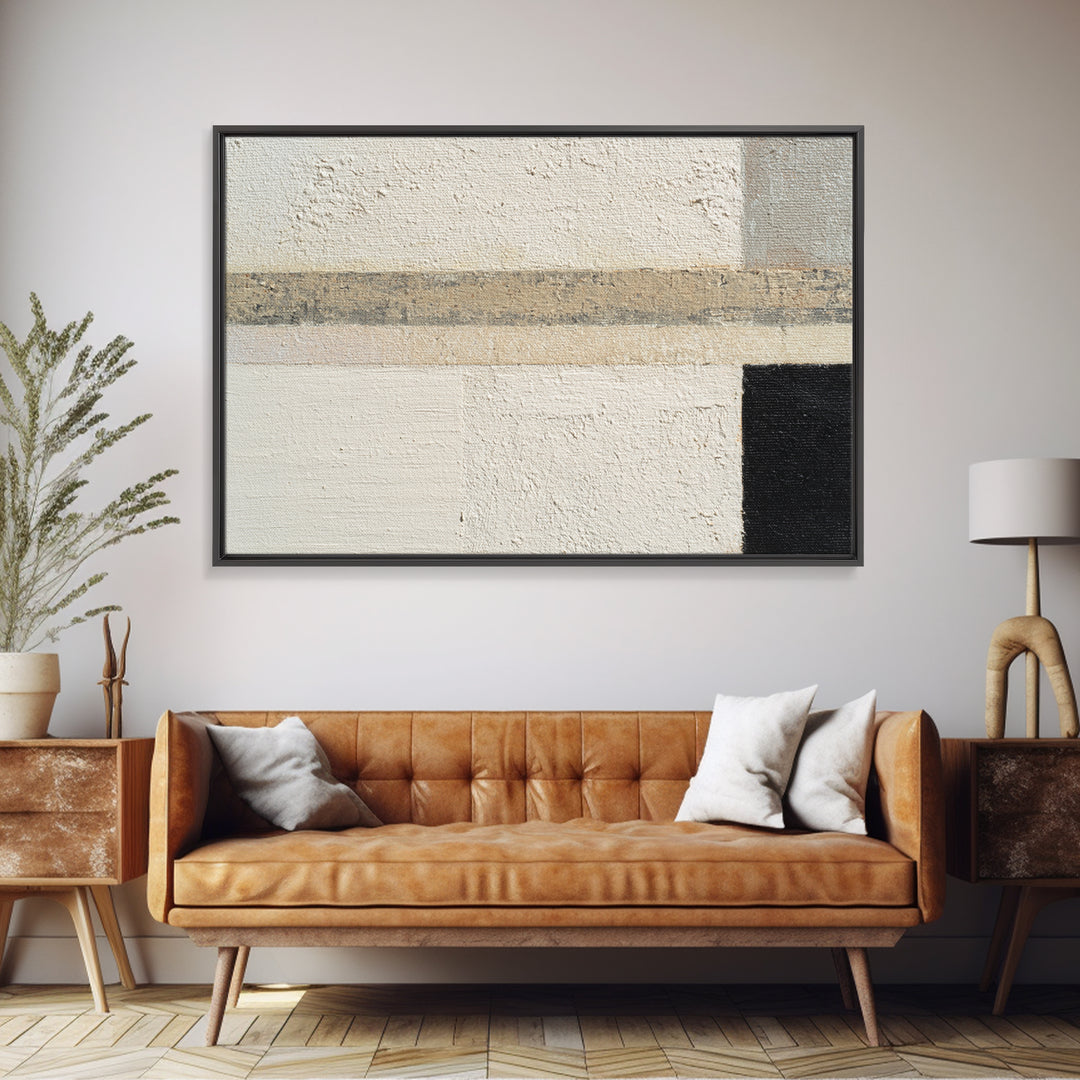 Cream on Cream Minimalist Forms Framed Canvas Print, Monochrome Art, Art Prints, Living Room Decor, Mono, Apartment Decor, MON-3x2-2