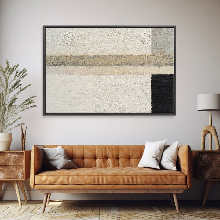 Cream on Cream Minimalist Forms Framed Canvas Print, Monochrome Art, Art Prints, Living Room Decor, Mono, Apartment Decor, MON-3x2-2